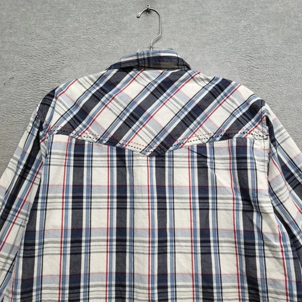Cody James Men Button Up‎ Shirt Small Blue Plaid Western Pearl Snap Long Sleeve